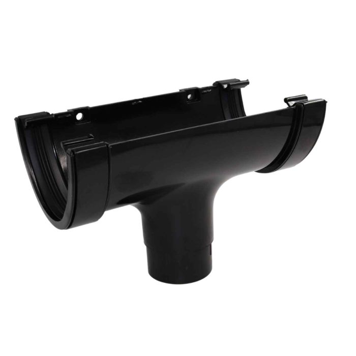Black Deepflow Guttering Running Outlet - 114mm