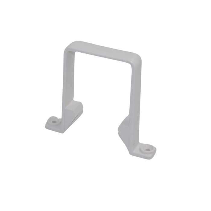 White Square Guttering Downpipe Clip - 114mm