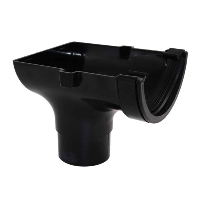 Black Half Round Guttering Stop-end Outlet - 112mm