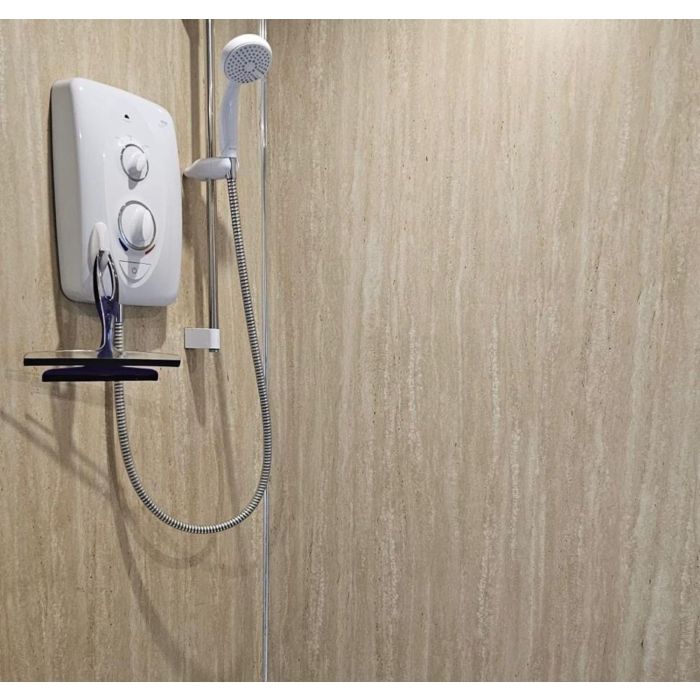 Storm Breccia Marble Matt 10mm Solid Core Bathroom Cladding Panel - 2.4m x 1m