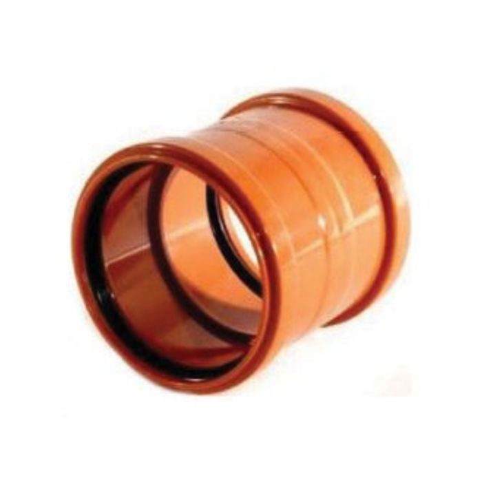 Terracotta Underground Drainage Double Socket Straight Coupling - 110mm