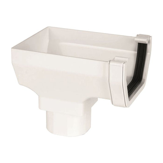 White Square Guttering Stop-end Outlet - 114mm