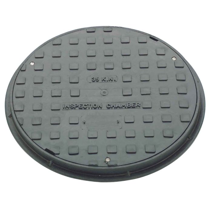 Black Channel Drain Round Plastic Cover And Frame - 470mm