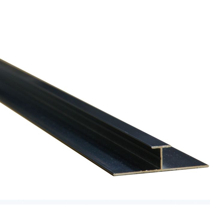 Black Powder Coated Aluminium H Section Trim for 11mm Panel - 2.42m Length