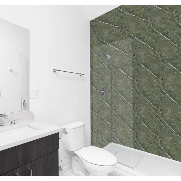 Storm Grey Tuscany Marble 10mm Bathroom Cladding Panel - 2.4m x 1m