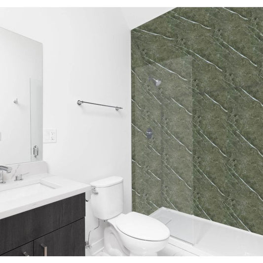 Storm Grey Tuscany Marble 10mm Bathroom Cladding Panel - 2.4m x 1m
