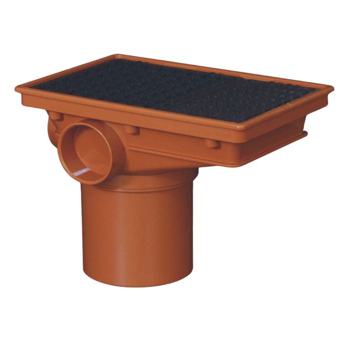 Terracotta Underground Integral Hopper With Grid - 110mm