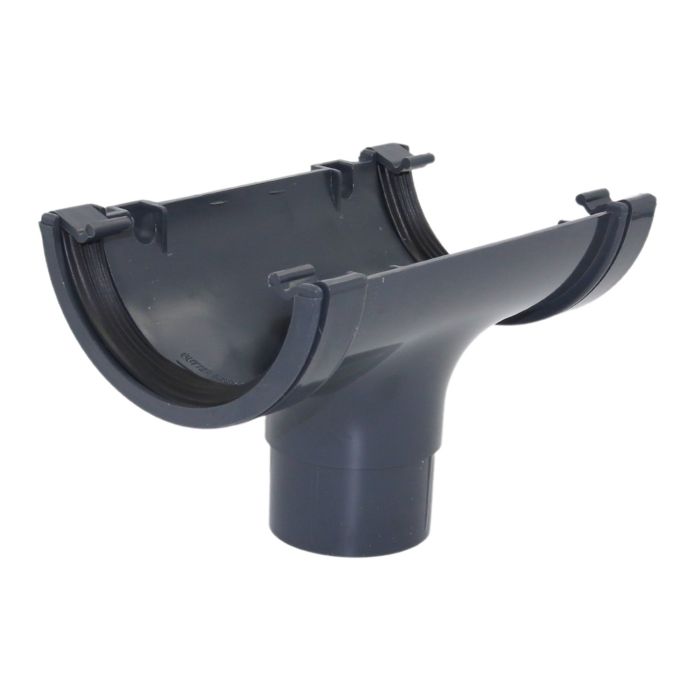 Anthracite Grey Half Round Guttering Running Outlet - 112mm
