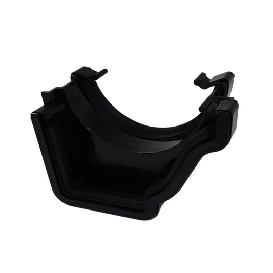 Black Ogee Guttering Round Gutter Adaptor Right Hand - 135mm