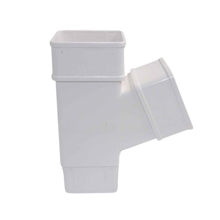 White Square Guttering 112.5° Branch - 114mm