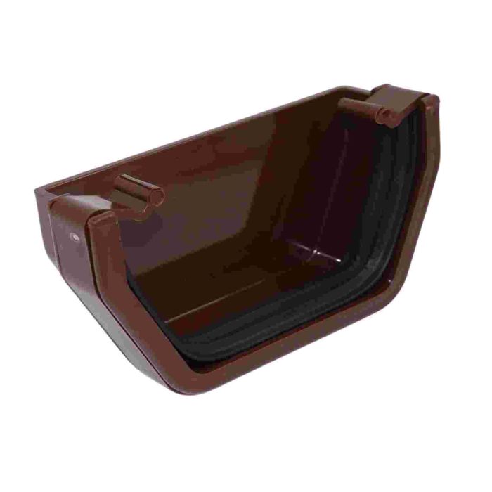 Brown Square Guttering External Stop-end - 114mm