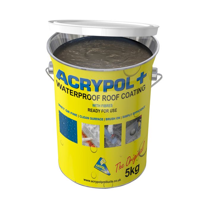 Cromar Acrypol Plus Grey Waterproof Roof Coating With Fibres - 5KG