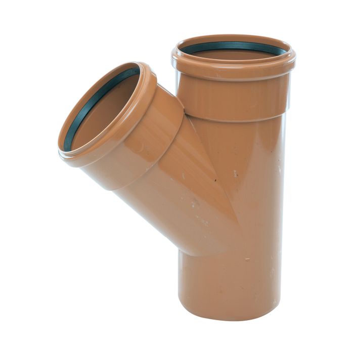 Terracotta Underground Drainage 45° Double Socket Branch - 110mm