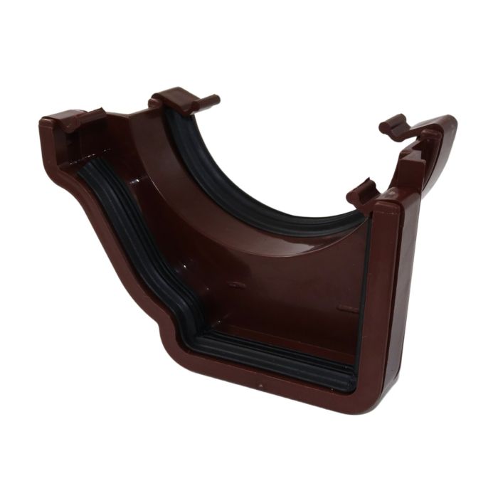 Brown Ogee Guttering Round Gutter Adaptor Left Hand - 135mm