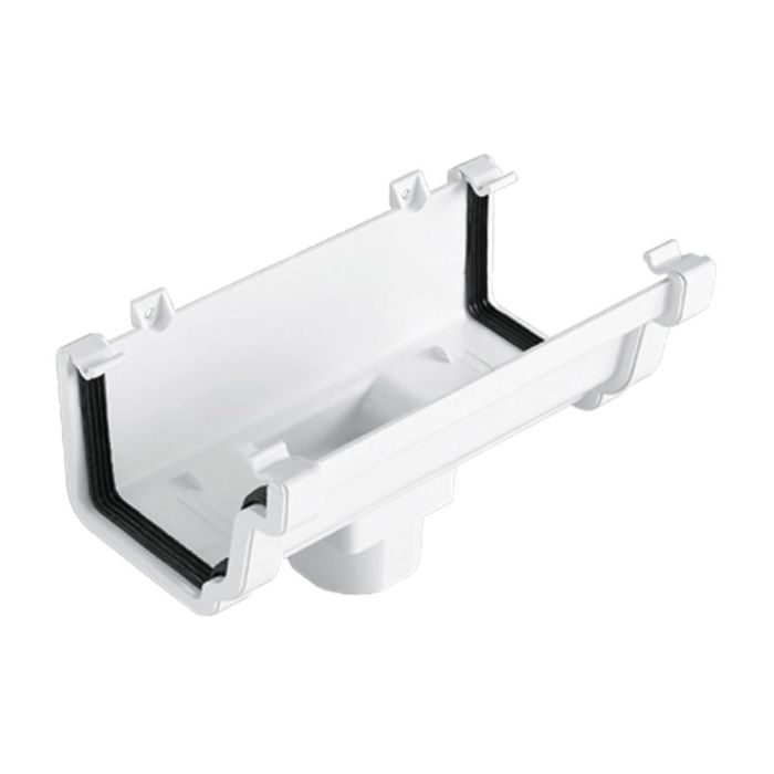 White Ogee Guttering Running Outlet - 135mm