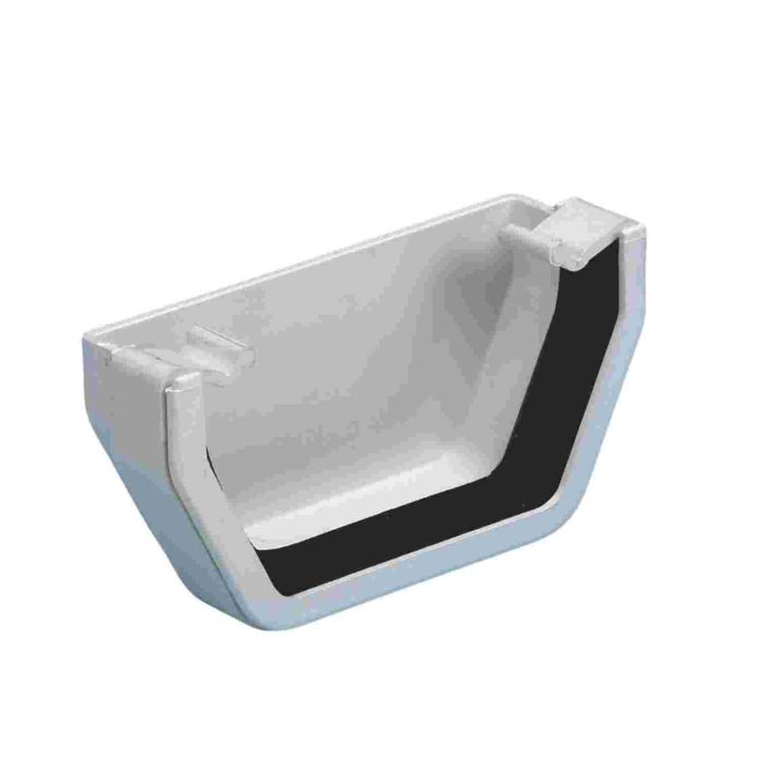 White Square Guttering External Stop-end - 114mm