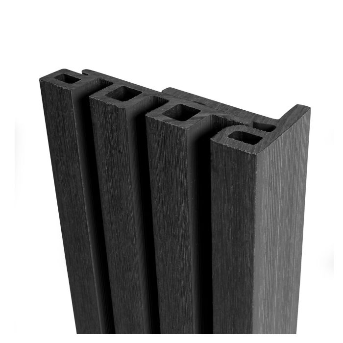 Midnight Black Forma Slatted Composite Cladding End Trim - Length 3.6m x Width 75mm