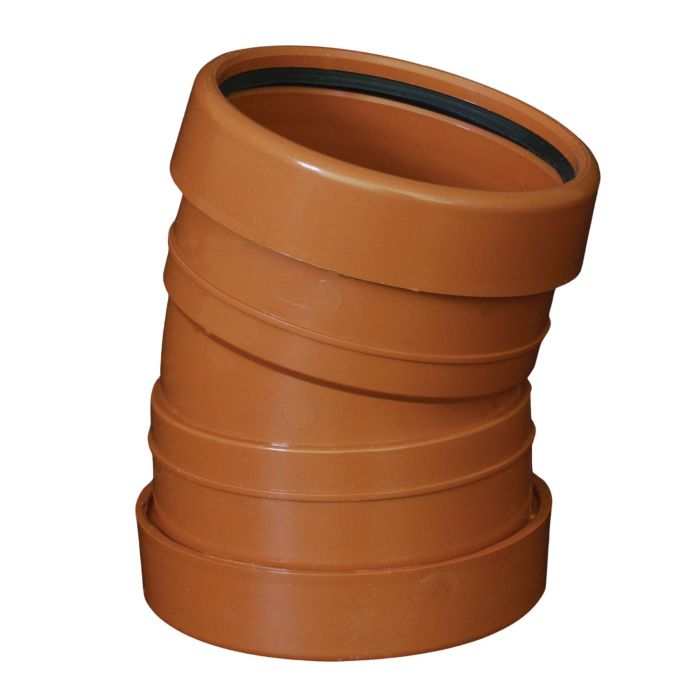 Terracotta Underground Drainage 15° Double Socket Bend - 110mm