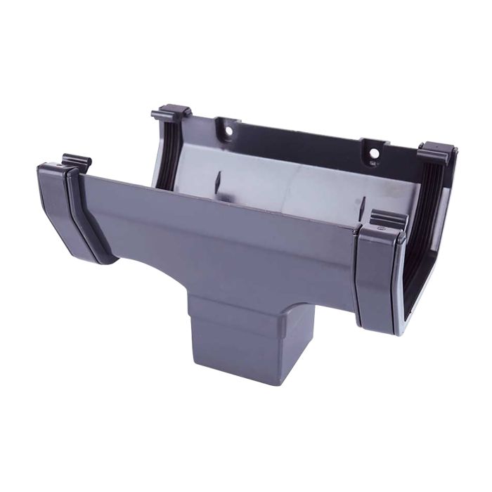 Anthracite Grey Square Guttering Running Outlet - 114mm