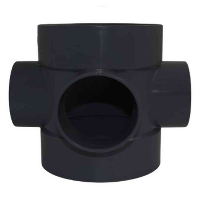 Black Soil System Three Way Opening Short Boss Pipe - 110mm