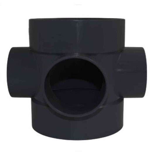 Black Soil System Three Way Opening Short Boss Pipe - 110mm