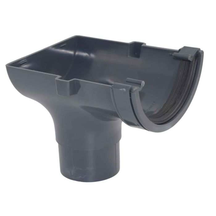 Anthracite Grey Half Round Guttering Stop-end Outlet - 112mm