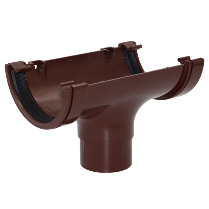Brown Half Round Guttering Running Outlet - 112mm