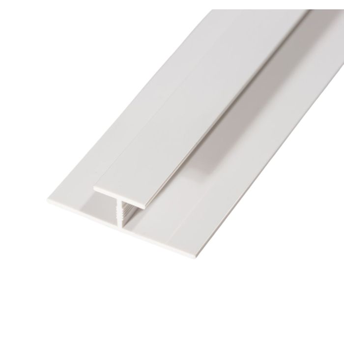 White PVC Division Bar H Trim for Storm 10mm Bathroom Cladding - 2.4m