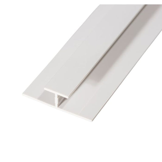 White PVC Division Bar H Trim for Storm 10mm Bathroom Cladding - 2.4m