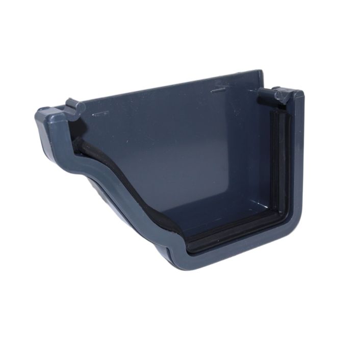 Anthracite Grey Ogee Guttering External Left Hand Stop-end - 135mm