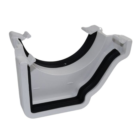 White Ogee Guttering Round Gutter Adaptor Right Hand - 135mm