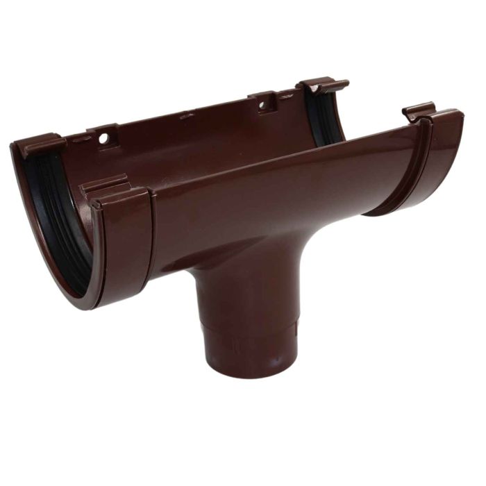 Brown Deepflow Guttering Running Outlet - 114mm