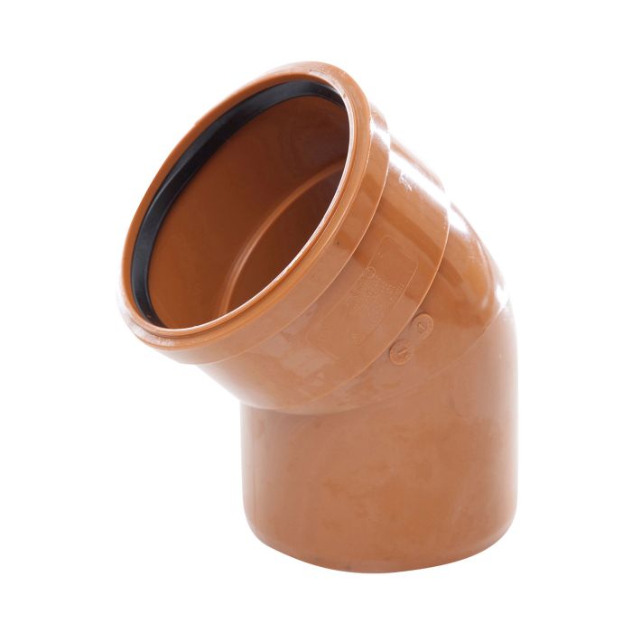 Terracotta Underground Drainage 45° Single Socket Bend - 110mm