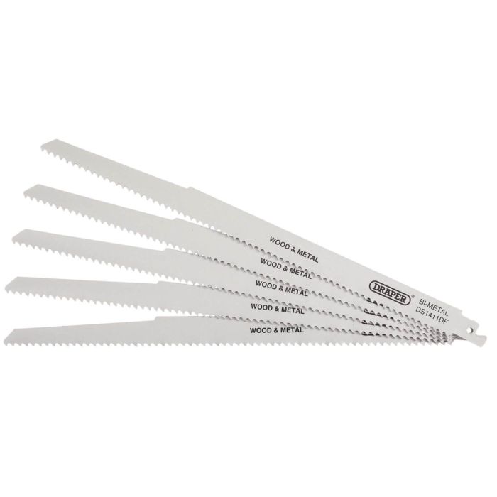 Draper Bi-metal 300mm Reciprocating Saw Blades Multi Purpose Cutting 6tpi - 5 Pack