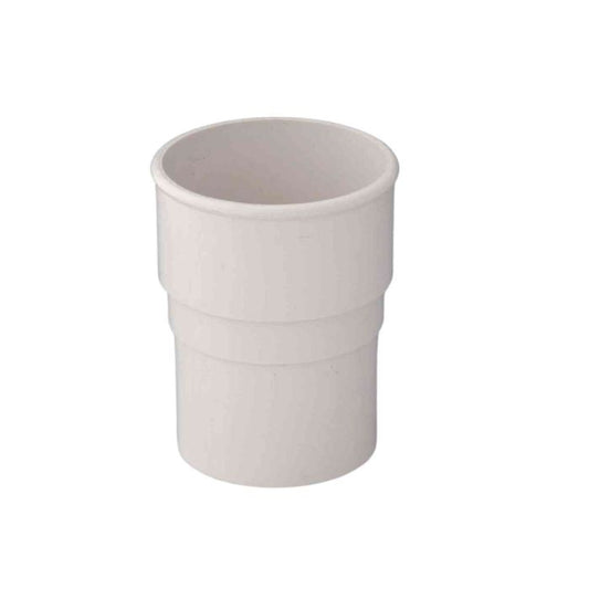 White Round Guttering Downpipe Socket - 112mm