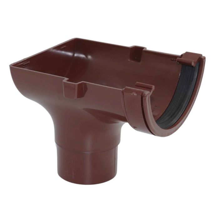 Brown Half Round Guttering Stop-end Outlet - 112mm