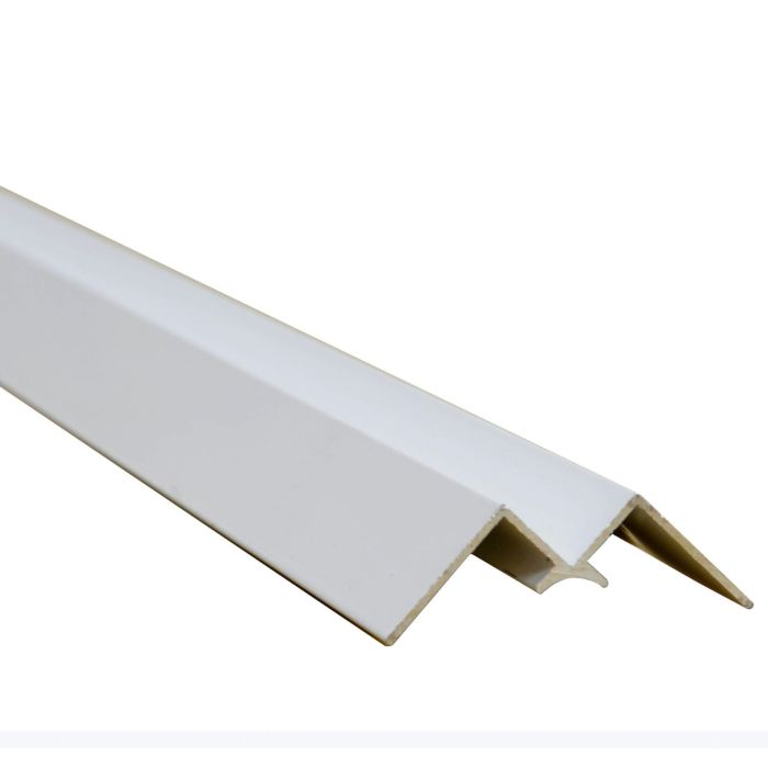 White Powder Coated Aluminium Internal Corner Trim for 11mm Panel - 2.42m Length