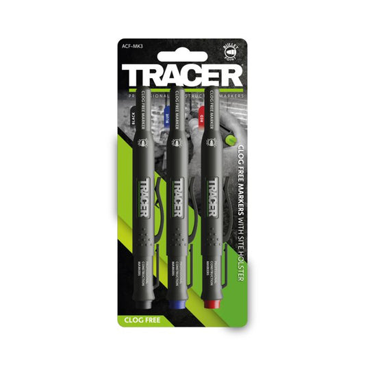 Tracer Multi Surface Construction Marker Pen Kit - Pack of 3