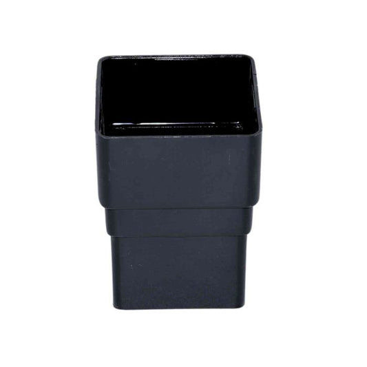 Black Square Guttering Downpipe Socket - 114mm
