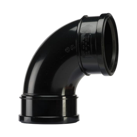 Black Single Socket 92.5° Soil Bend - 110mm