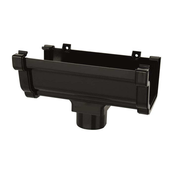 Black Ogee Guttering Running Outlet - 135mm