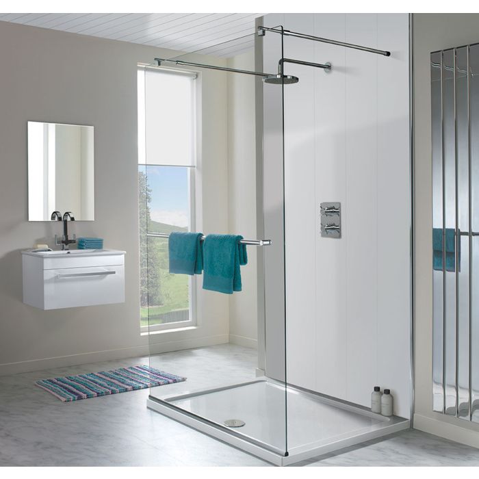Guardian Neptune White Gloss 10mm PVC Decor Cladding Panel - 2.4m x 1m