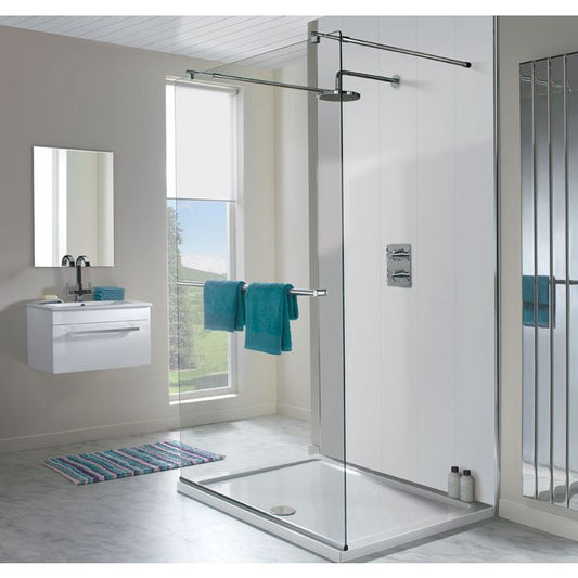 Guardian Neptune White Gloss 10mm PVC Decor Cladding Panel - 2.4m x 1m