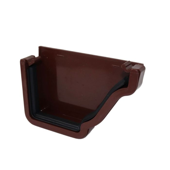 Brown Ogee Guttering External Right Hand Stop-end - 135mm