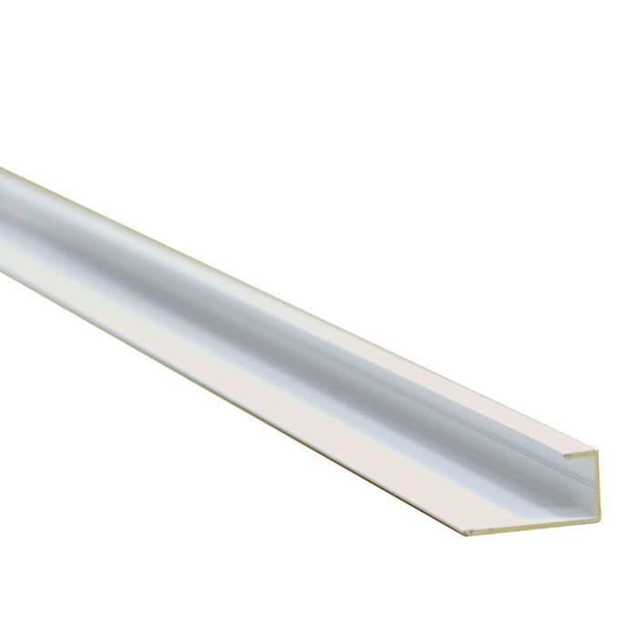 White Powder Coated Aluminium End Cap Trim for 11mm Panel - 2.42m Length