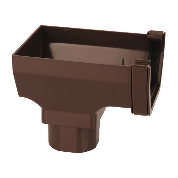 Brown Square Guttering Stop-end Outlet - 114mm
