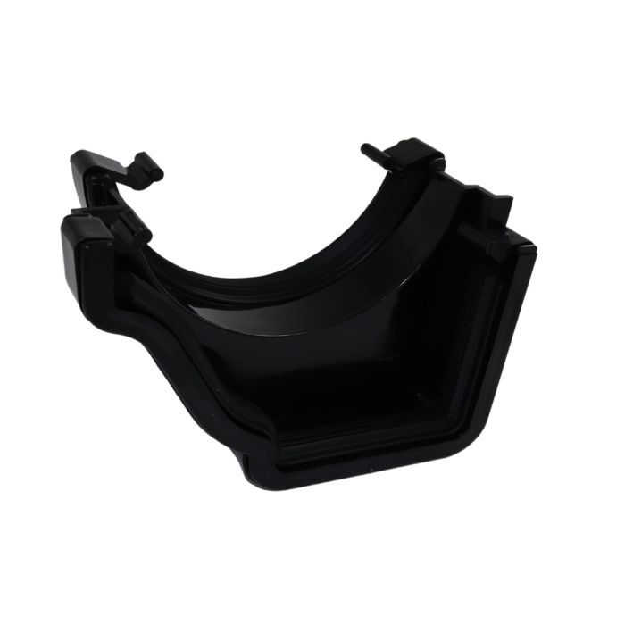 Black Ogee Guttering Round Gutter Adaptor Left Hand - 135mm