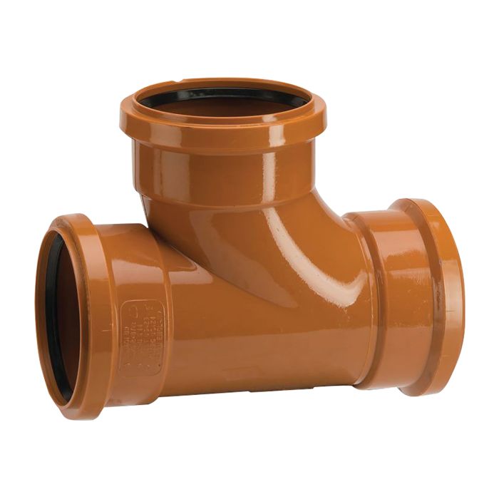 Terracotta Underground Drainage 87.5° Triple Socket Branch - 110mm