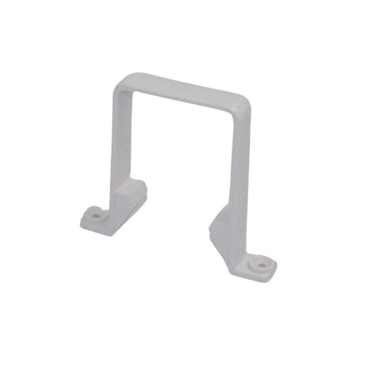 White Square Guttering Downpipe Clip - 114mm