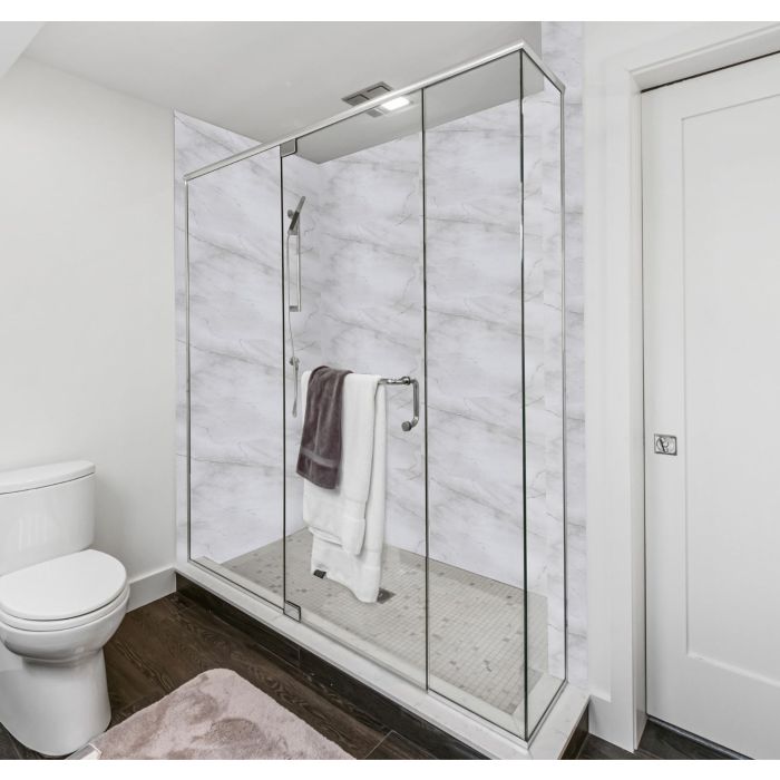 Storm Light Grey Marble 7mm Bathroom Cladding Pack of 4 - 2.7m x 250mm